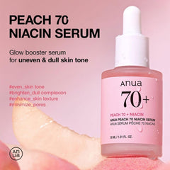 Anua Peach 70 Niacin Serum 70+ – Brightening Hydrating Dark Spot Care Facial Skin Treatment 30mL