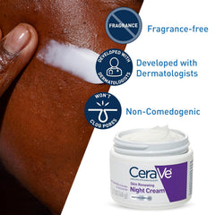 CeraVe Skin Renewing Night Cream – Anti Aging Peptide Complex Overnight Hydrating Facial Moisturizer 48g