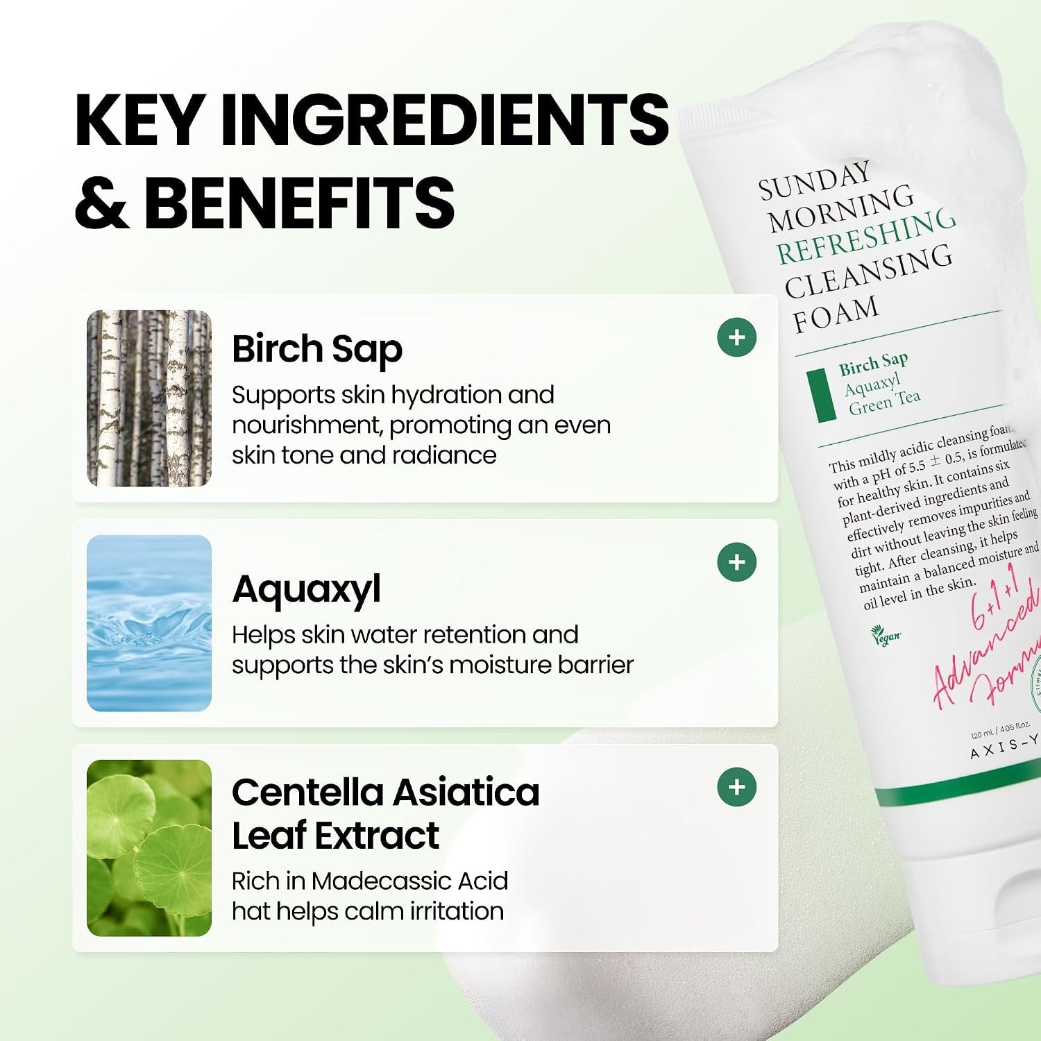 AXIS-Y Sunday Morning Refreshing Cleansing Foam – Gentle Hydrating Ph Balancing Facial Cleanser 120mL
