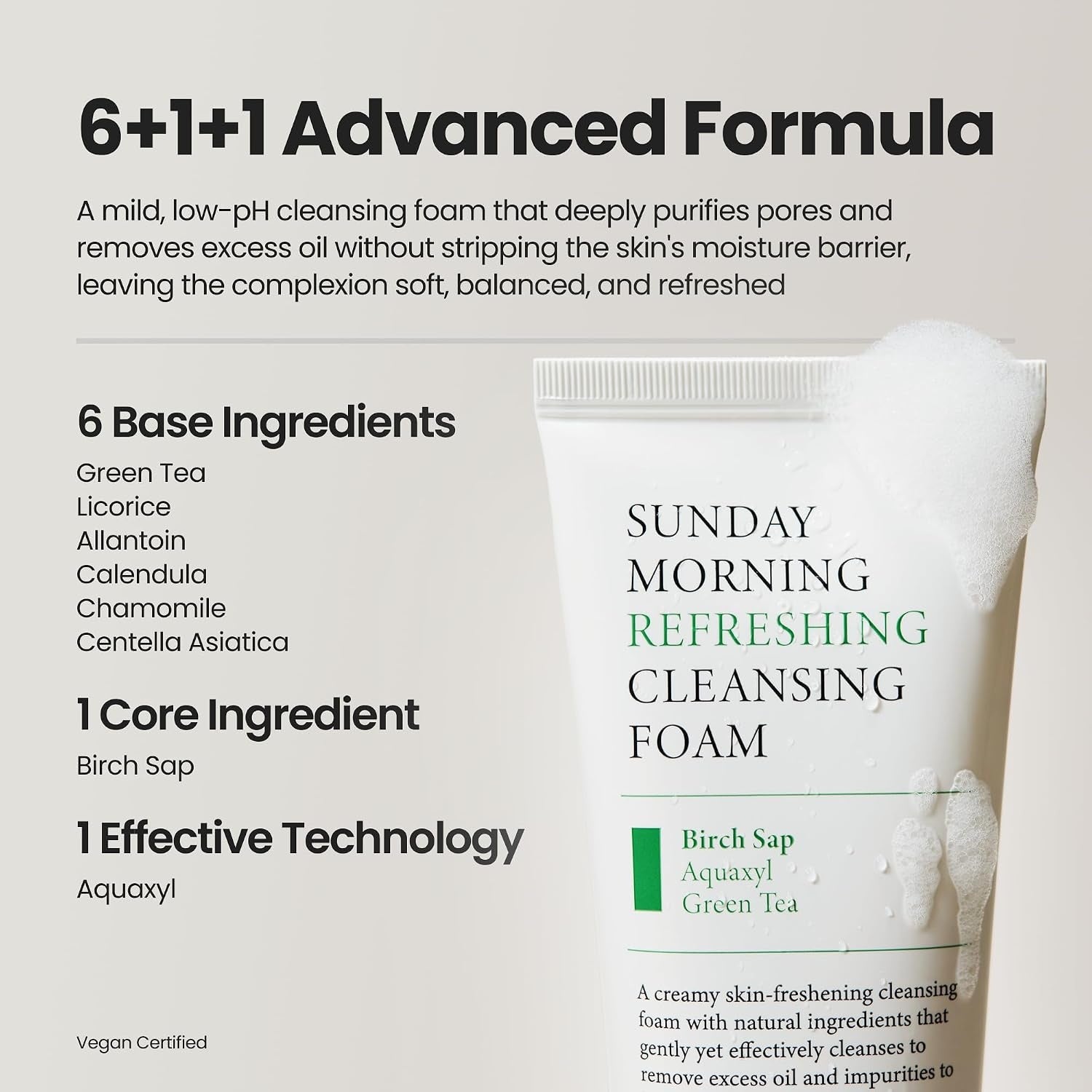 AXIS-Y Sunday Morning Refreshing Cleansing Foam – Gentle Hydrating Ph Balancing Facial Cleanser 120mL