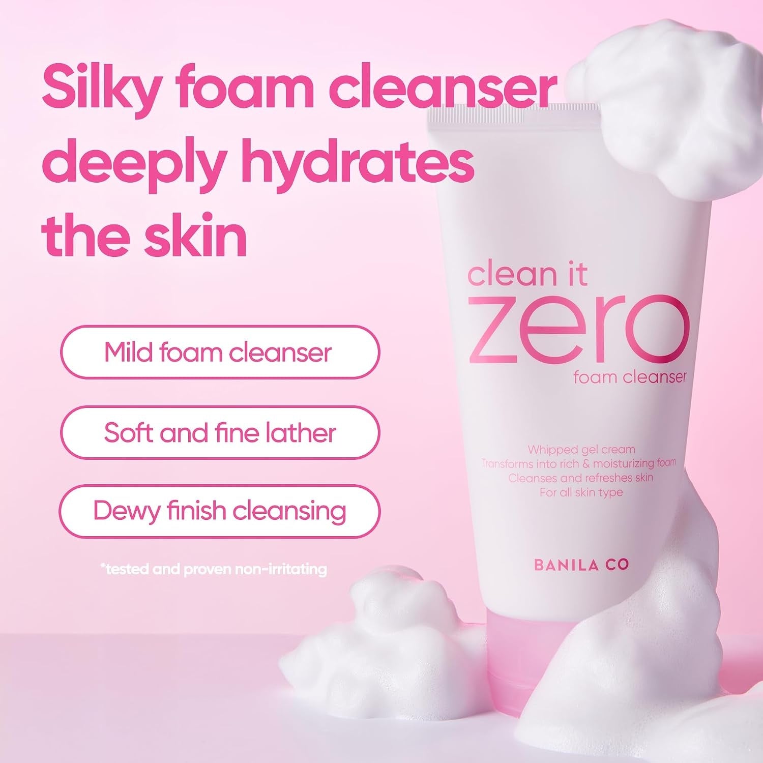 Banila Co Clean It Zero Foam Cleanser – Deep Hydrating Gentle Makeup Residue Pore Face Wash 150mL