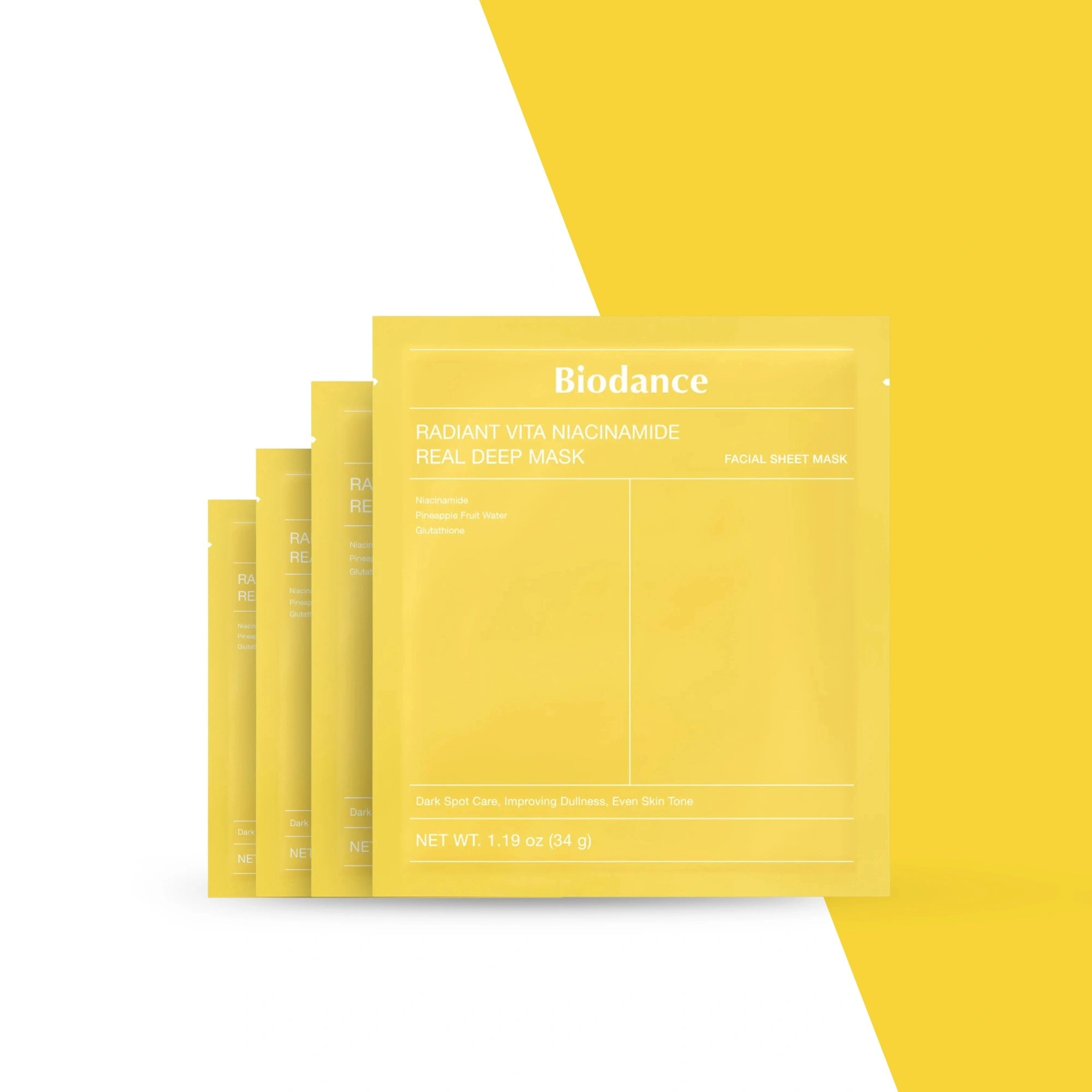 Biodance Radiant Vita Niacinamide Real Deep Mask – Dark Spot Care and Even Skin Tone Brightening Sheet Mask 136g
