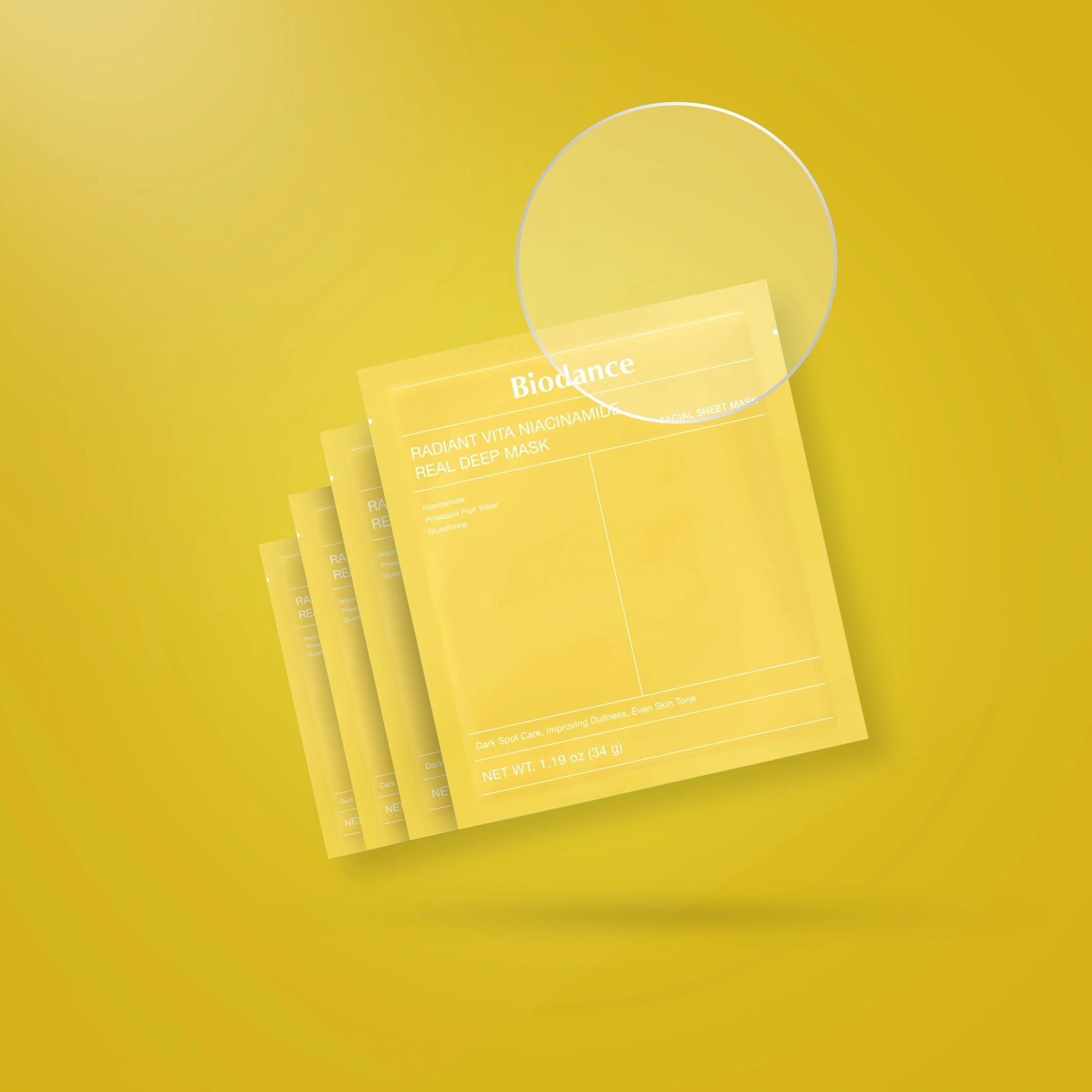 Biodance Radiant Vita Niacinamide Real Deep Mask – Dark Spot Care and Even Skin Tone Brightening Sheet Mask 136g