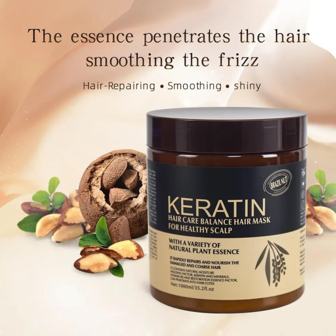 Brazil Nut Keratin Hair Care Balance Hair Mask – Deep Conditioning Repair for Damaged Coarse Hair Treatment 1000mL