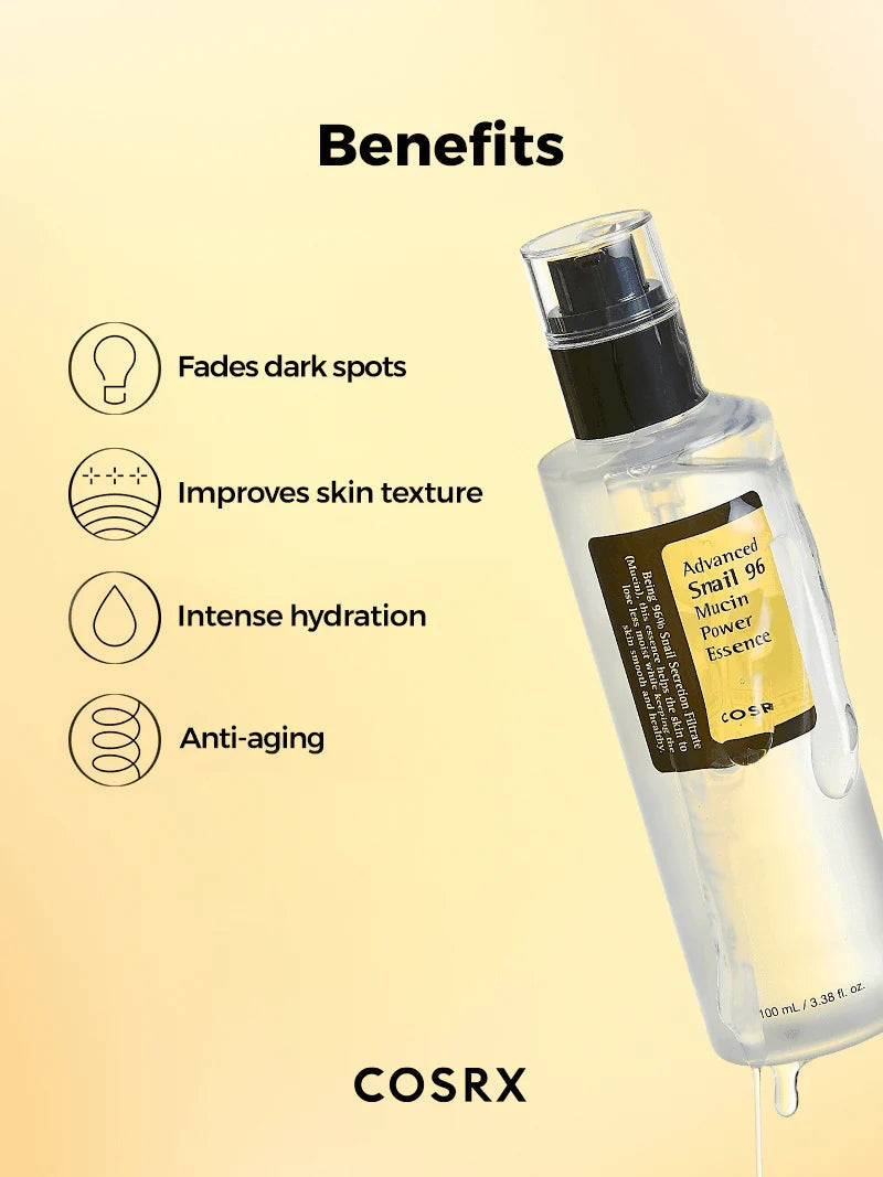 COSRX Advanced Snail 96 Mucin Power Essence – Deeply Hydrating and Skin Repairing Face Serum 100mL