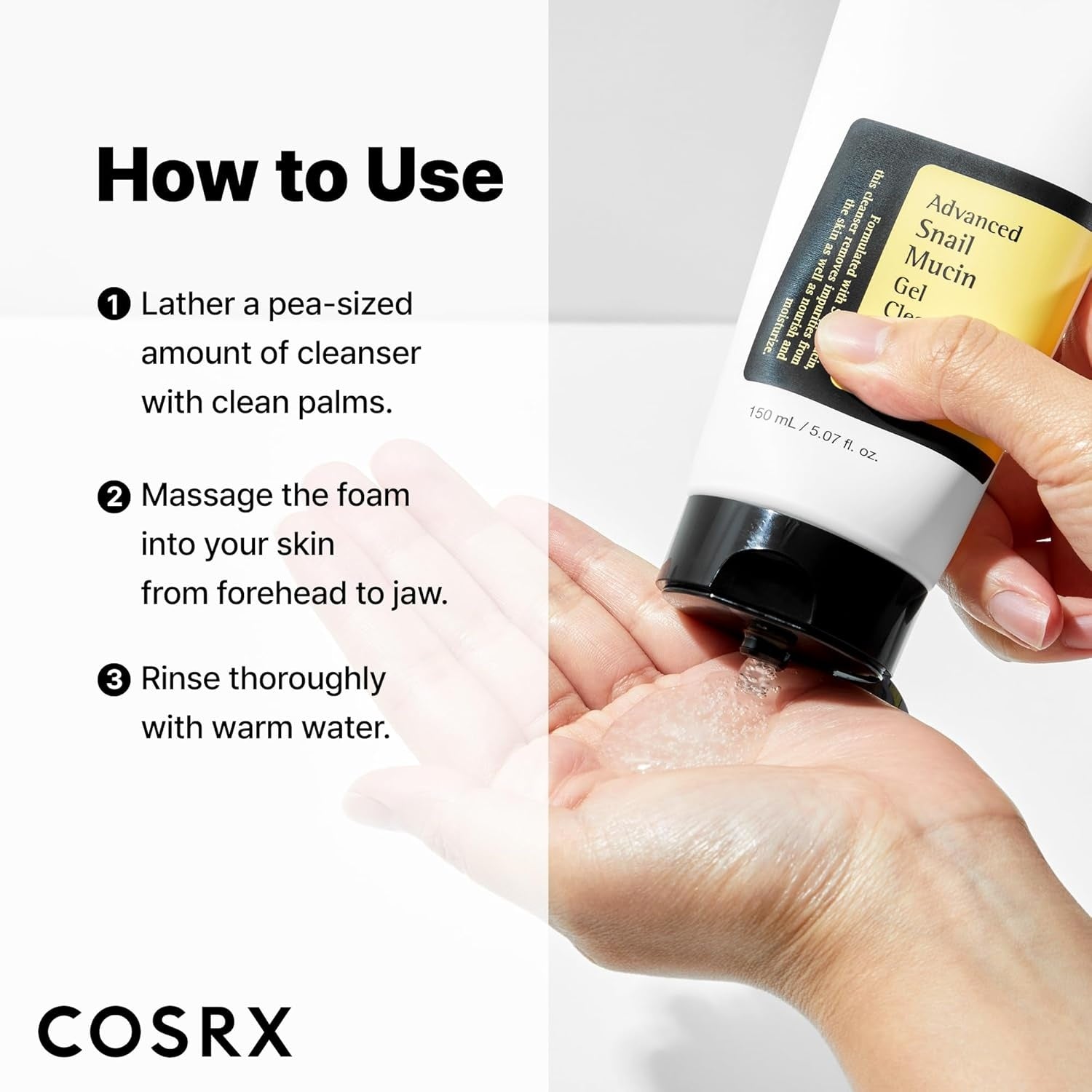 COSRX Advanced Snail Mucin Gel Cleanser – Hydrating Gentle Repairing Deep Pore Facial Wash 150mL