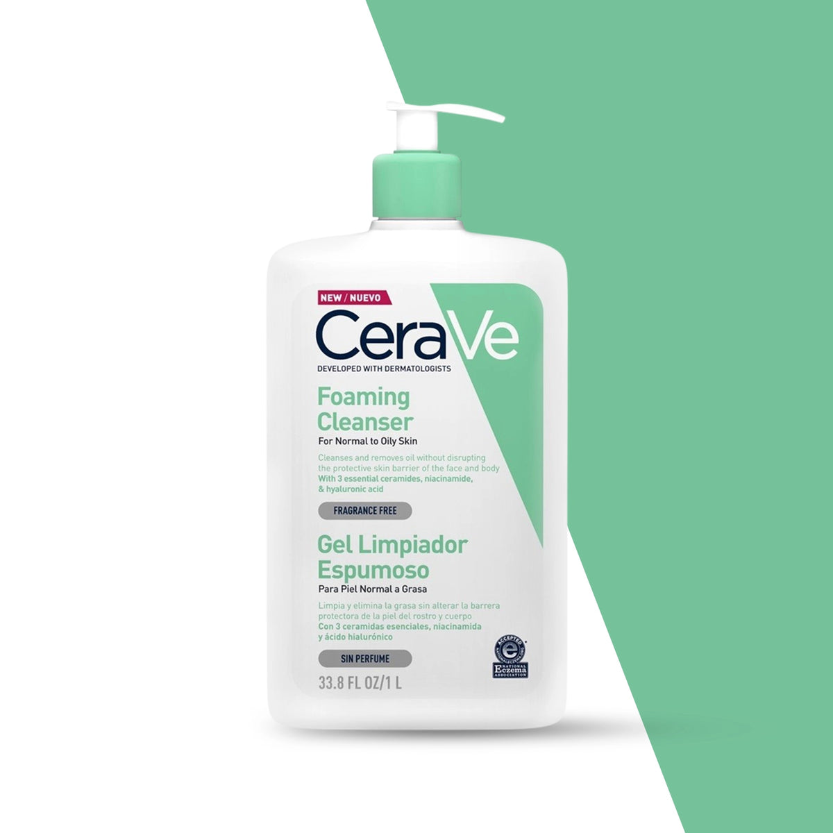 CeraVe Foaming Cleanser For Normal to Oily Skin – Excess Sebum Control and Fragrance Free Facial Wash 1L