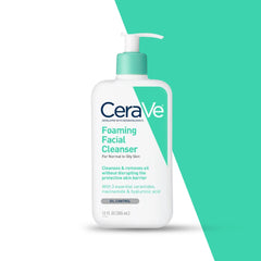 CeraVe Foaming Cleanser For Normal to Oily Skin – Excess Sebum Control and Fragrance Free Facial Wash 335mL