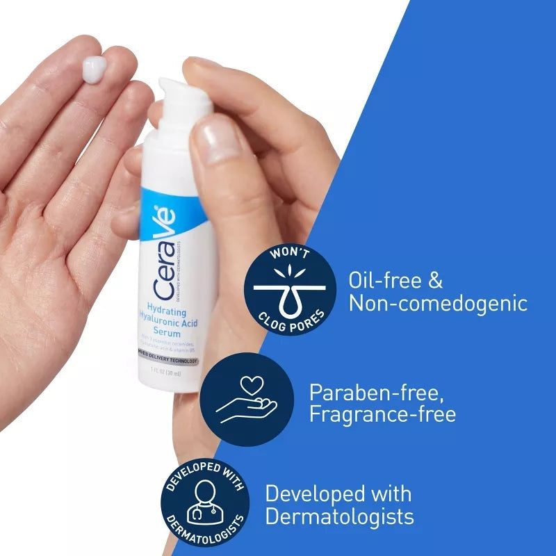 CeraVe Hydrating Hyaluronic Acid Serum – Barrier Restoring and Moisture Locking Face Serum 30mL