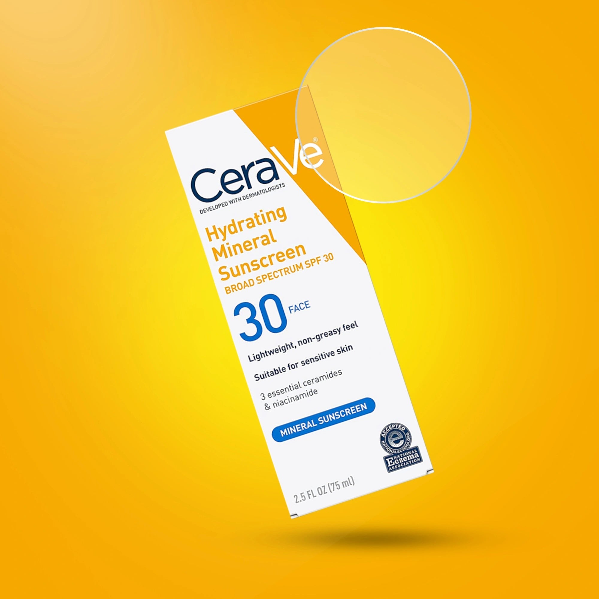 CeraVe Hydrating Mineral Sunscreen Broad Spectrum SPF 30 Face – Lightweight Non Greasy Zinc Oxide Sun Protection Cream 75mL