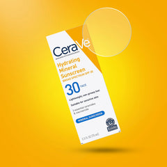 CeraVe Hydrating Mineral Sunscreen Broad Spectrum SPF 30 Face – Lightweight Non Greasy Zinc Oxide Sun Protection Cream 75mL