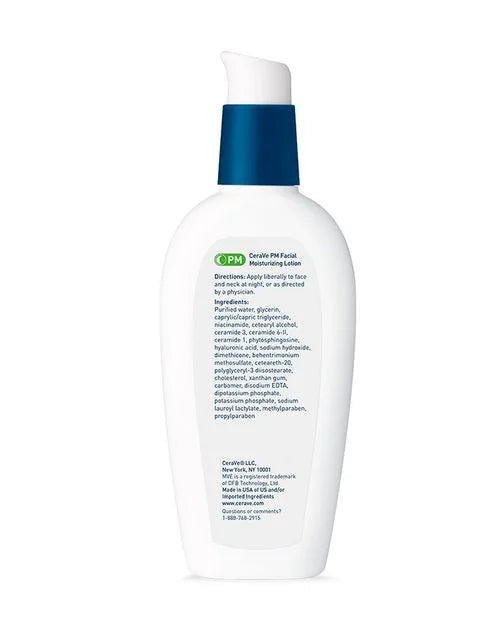 CeraVe PM Facial Moisturizing Lotion – Ultra Lightweight Nighttime Barrier Repair Face Cream 89mL