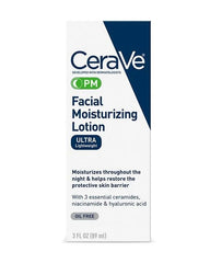 CeraVe PM Facial Moisturizing Lotion – Ultra Lightweight Nighttime Barrier Repair Face Cream 89mL