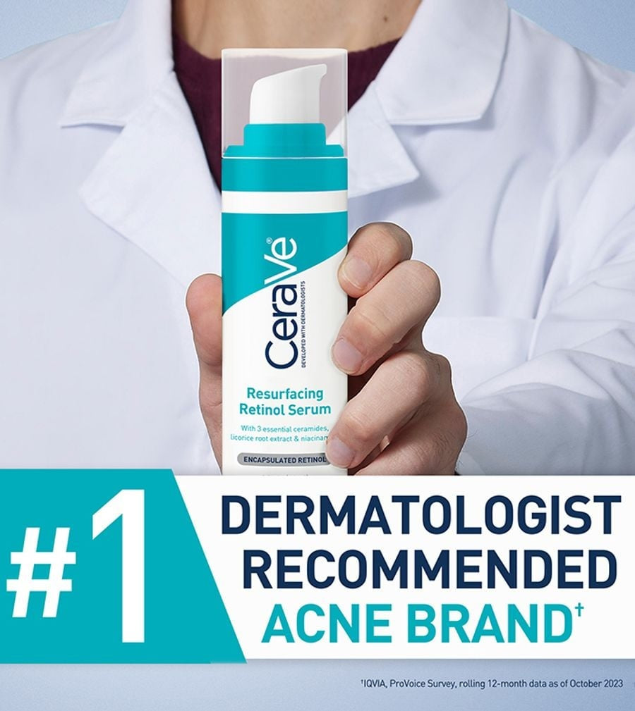 CeraVe Resurfacing Retinol Serum – Acne Marks Fading Pore Smoothing Encapsulated Niacinamide Facial Treatment 30mL