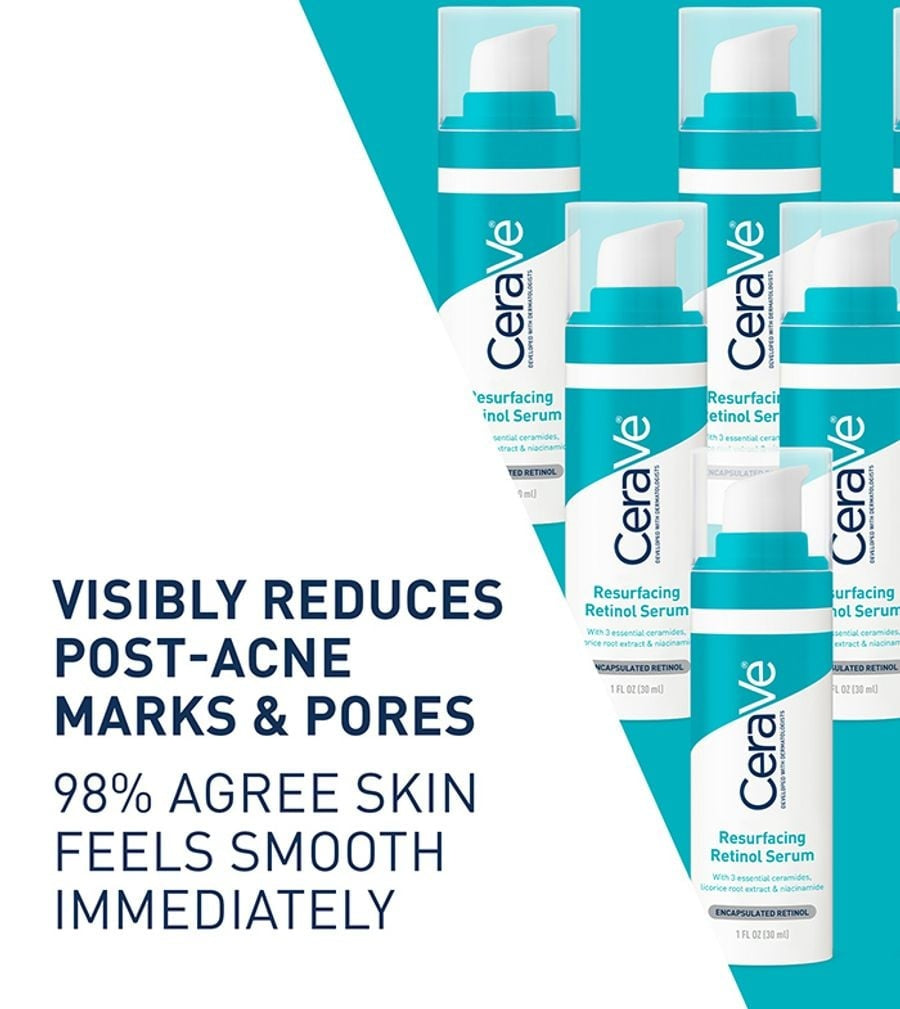 CeraVe Resurfacing Retinol Serum – Acne Marks Fading Pore Smoothing Encapsulated Niacinamide Facial Treatment 30mL