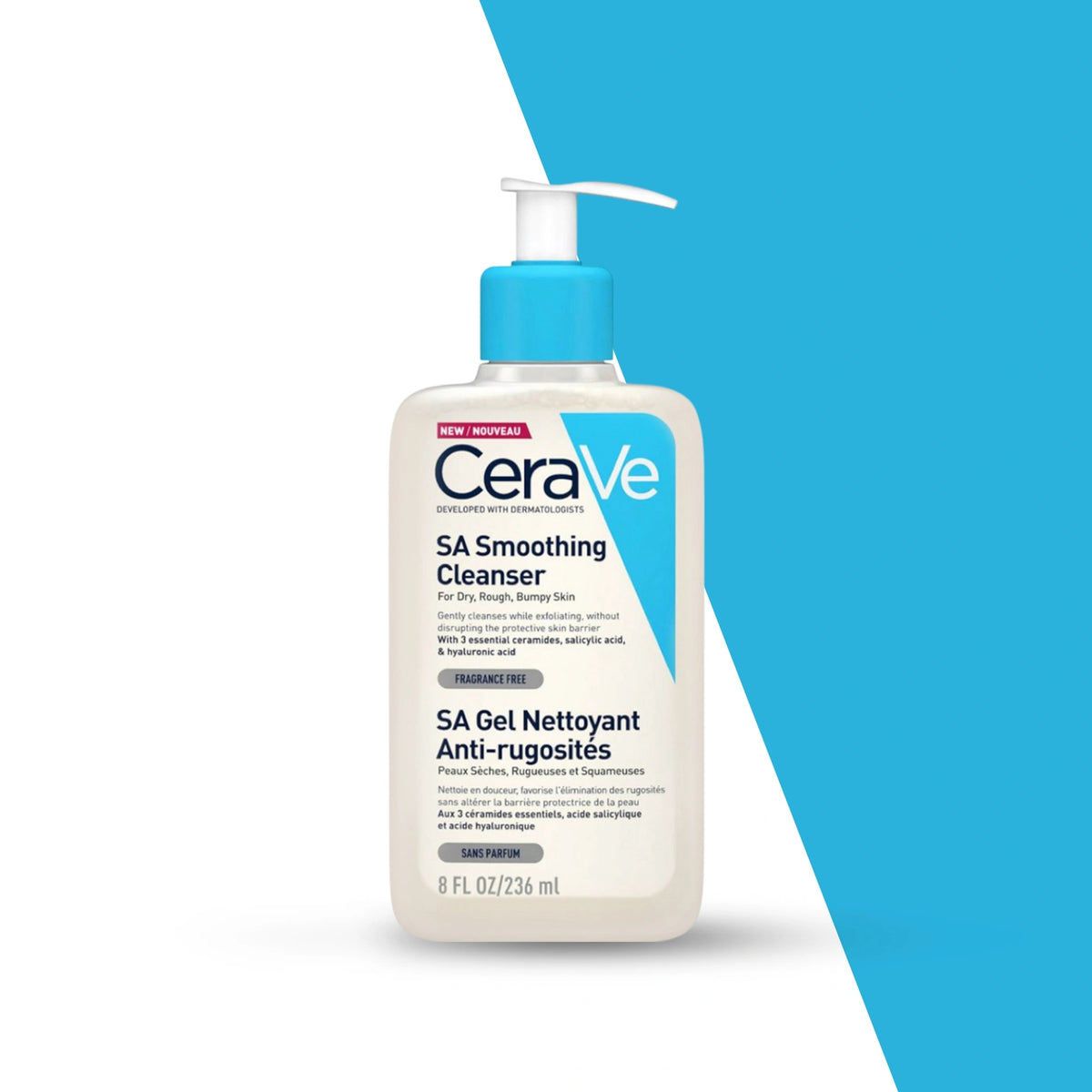 CeraVe SA Smoothing Cleanser For Dry Rough Bumpy Skin – Fragrance Free Salicylic Acid Exfoliating Face Wash 236mL