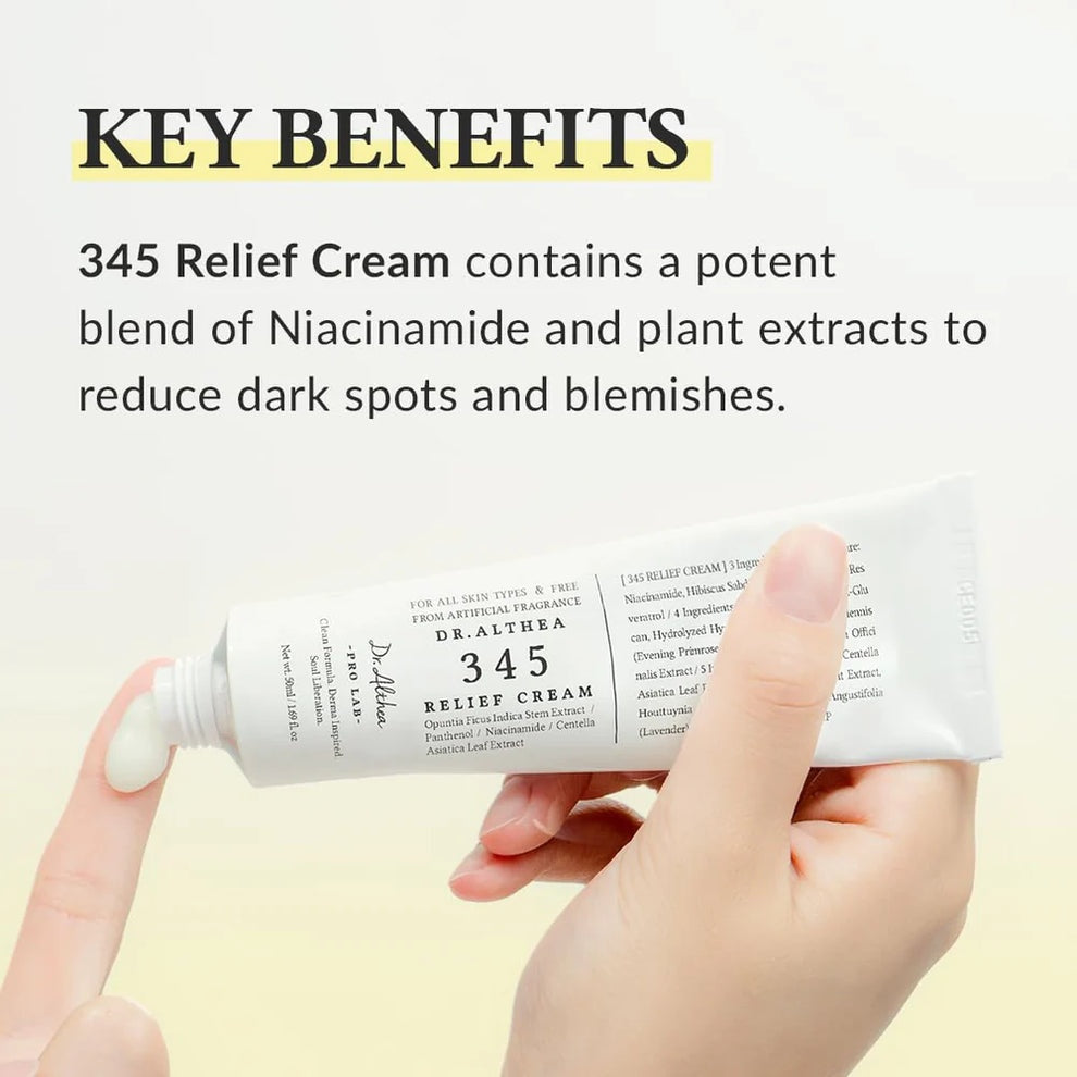Dr. Althea 345 Relief Cream – Skin Barrier Repair and Acne Blemish Calming Face Moisturizer 50mL