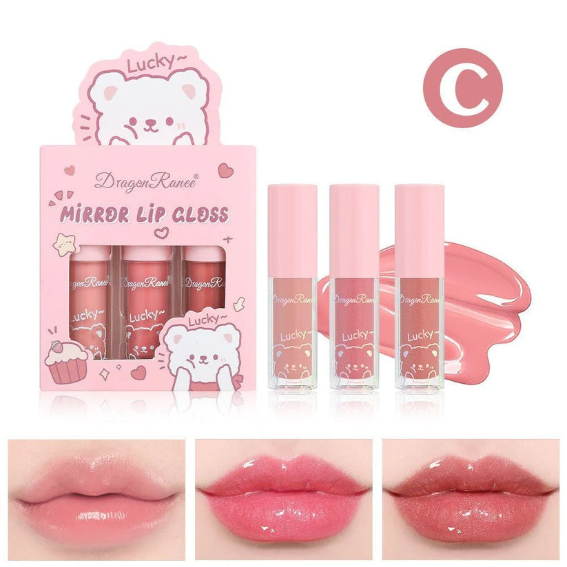 Dragon Ranee Mirror Lip Gloss Set - 3 Piece High-Shine Hydrating Liquid Tint Kit