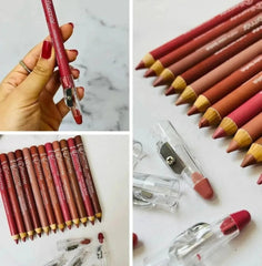 Flormar Jumbo Matte Lip Pencil Liner Pack of 12 Pro – Creamy Long Lasting Lip Definer Crayon Set 1.4g
