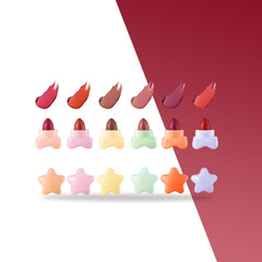 Gelanzi 8-Piece Mini Star Shape Velvet Lipstick Set - Matte Long Lasting Lip Kit