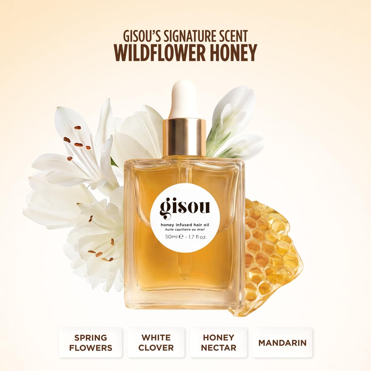 Gisou Honey Infused Hair Oil – Negin Mirsalehi Nourishing Deep Hydration Glossy Finish Hair Treatment 20mL