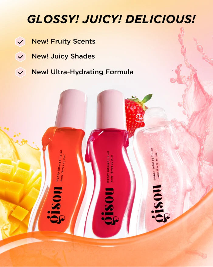 Gisou Honey Infused Lip Oil - Hydrating High-Shine Nourishing Treatment 8mL