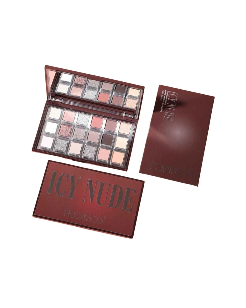 HUDAMOJI Icy Nude Eyeshadow Palette - 18 Color Matte and Shimmer Eye Makeup Kit