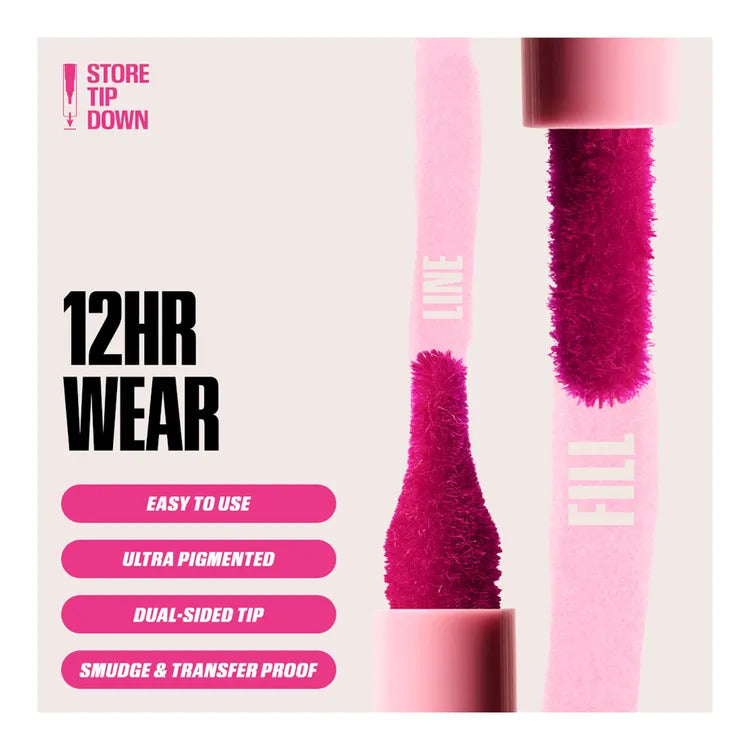 Huda Beauty Lip Contour Stain - 12-Hour Wear Felt Tip Liner and Lip Hybrid 1mL