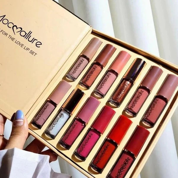MOCALLURE 12-Piece Matte Lip Gloss Set (12 x 2.5mL) – Long-Lasting Waterproof Liquid Lipstick Gift Kit