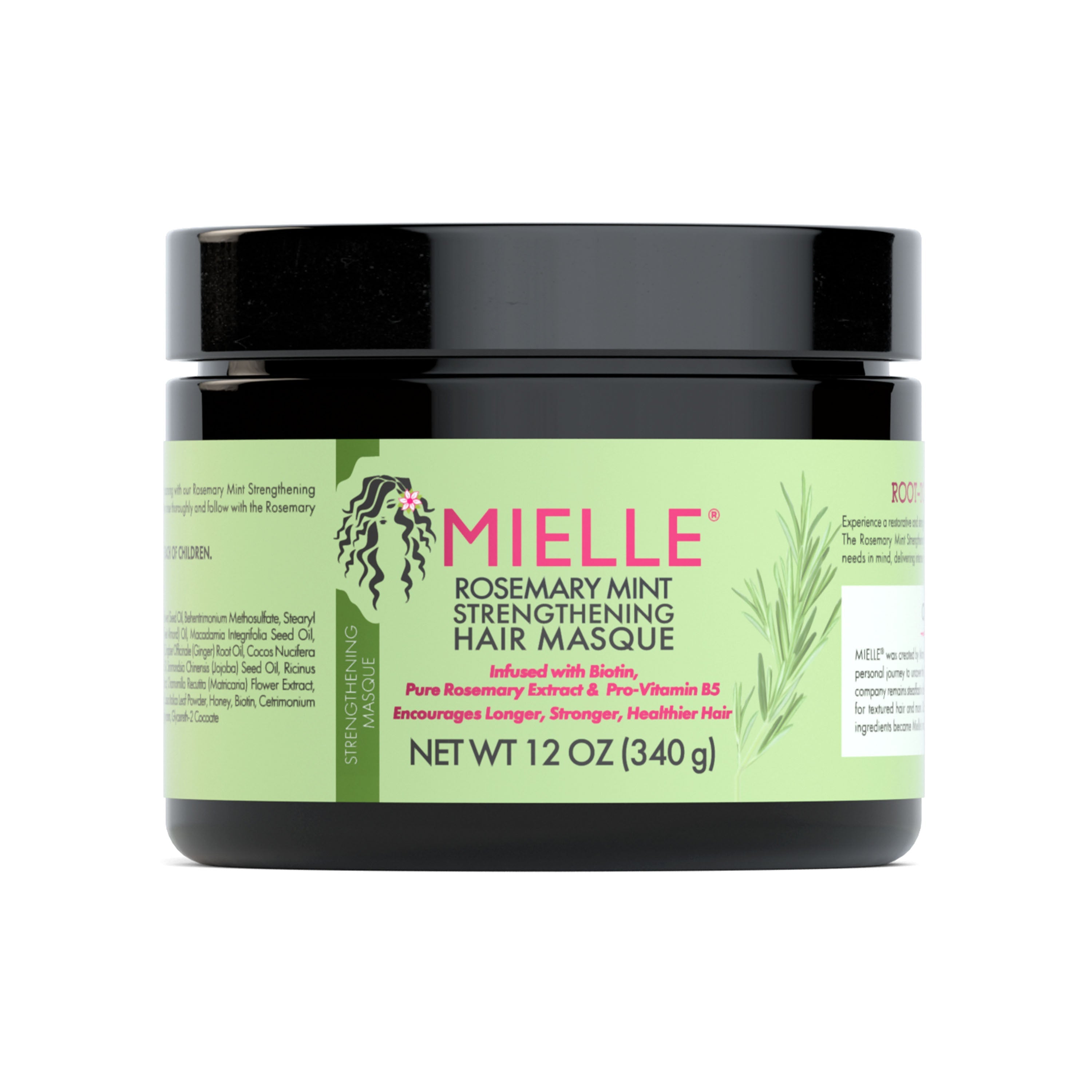 Mielle Organics Rosemary Mint Strengthening Hair Masque – Biotin Pro-Vitamin B5 Deep Conditioning Scalp Treatment 340g