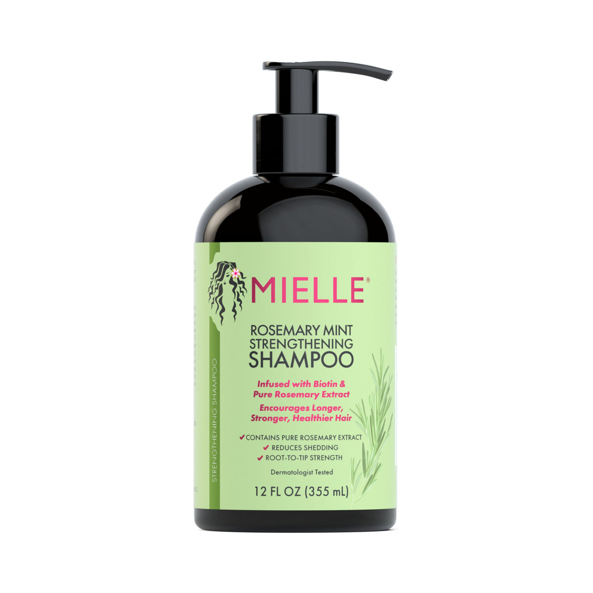 Mielle Organics Rosemary Mint Strengthening Shampoo – Biotin Infused Hair Growth Anti Shedding Cleanser 355mL