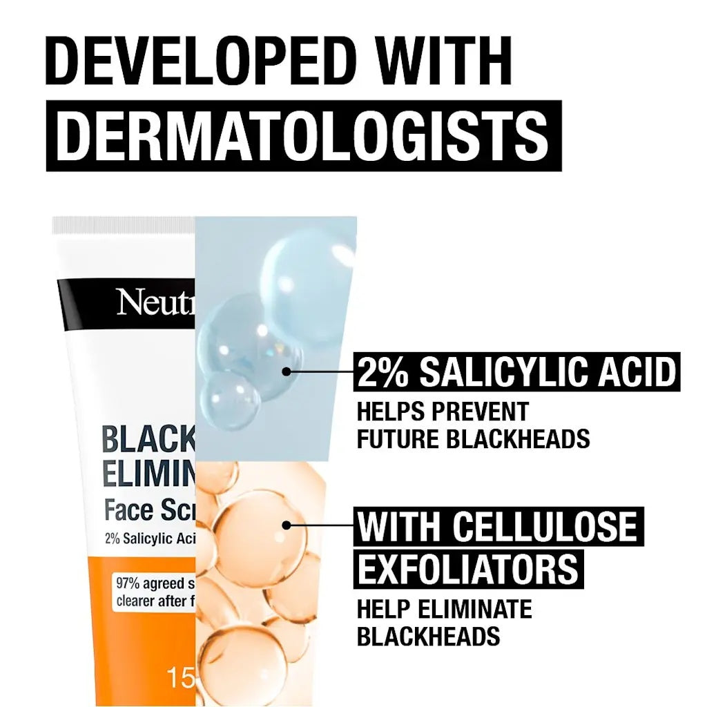 Neutrogena Blackhead Eliminating Face Scrub – 2% Salicylic Acid Acne Exfoliating Cleanser 150mL