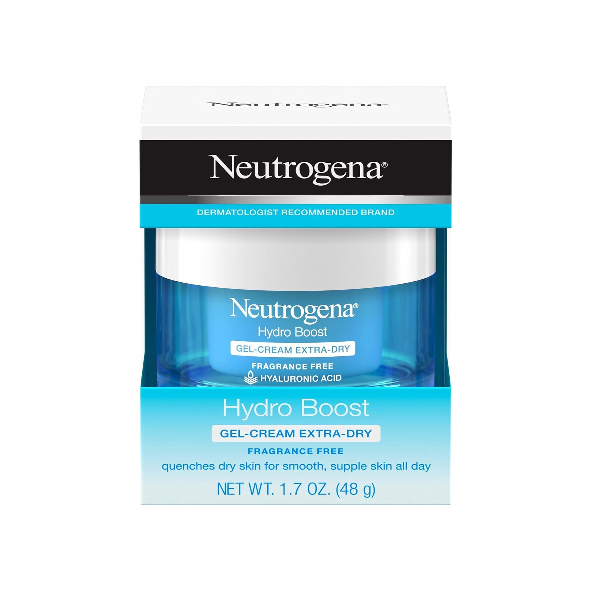 Neutrogena Hydro Boost Gel-Cream Extra-Dry – Fragrance Free Hyaluronic Acid Deep Hydration Facial Moisturizer 48g