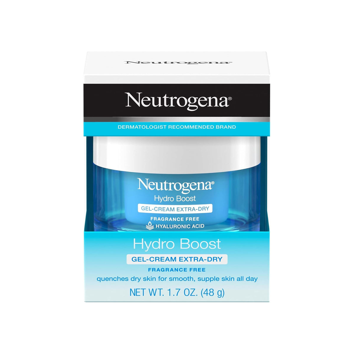 Neutrogena Hydro Boost Gel-Cream Extra-Dry – Fragrance Free Hyaluronic Acid Deep Hydration Facial Moisturizer 48g
