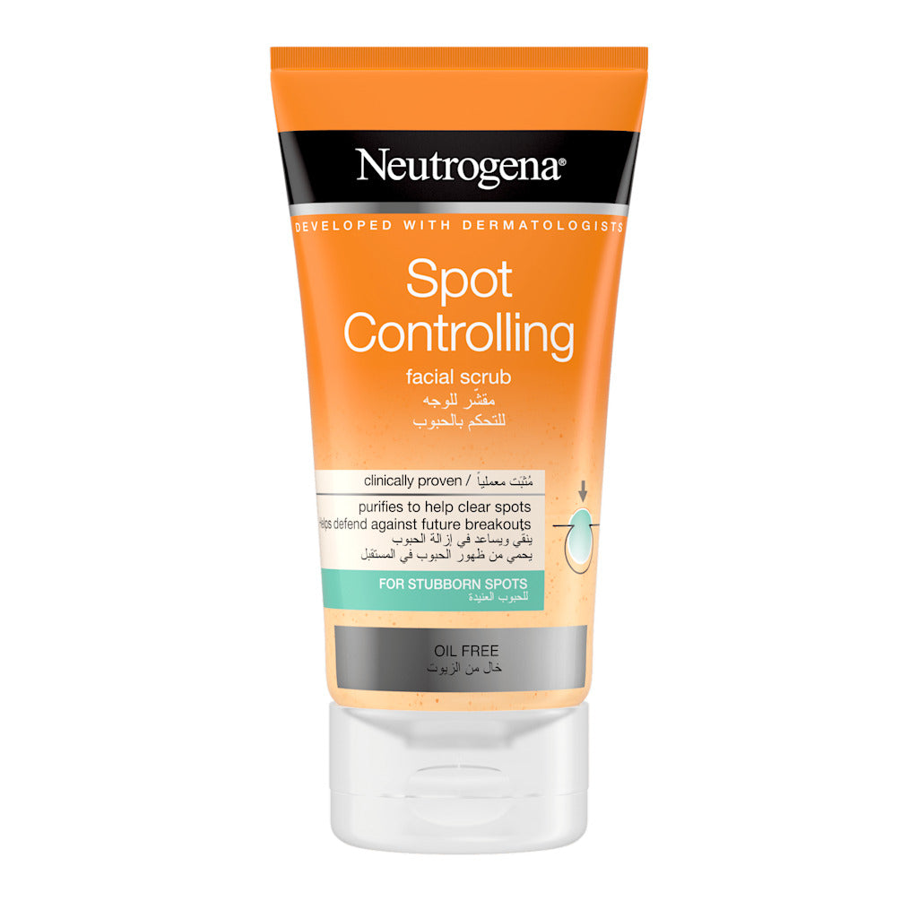 Neutrogena Spot Controlling Facial Scrub – Oil Free Stubborn Breakouts Purifying Face Exfoliator 150mL