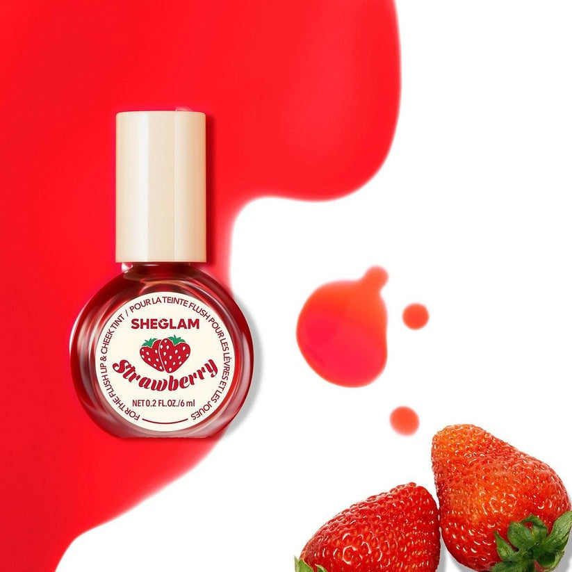 SHEGLAM For The Flush Lip & Cheek Tint Strawberry – Long-Lasting Hydrating Multi-Use Liquid Stain 6mL