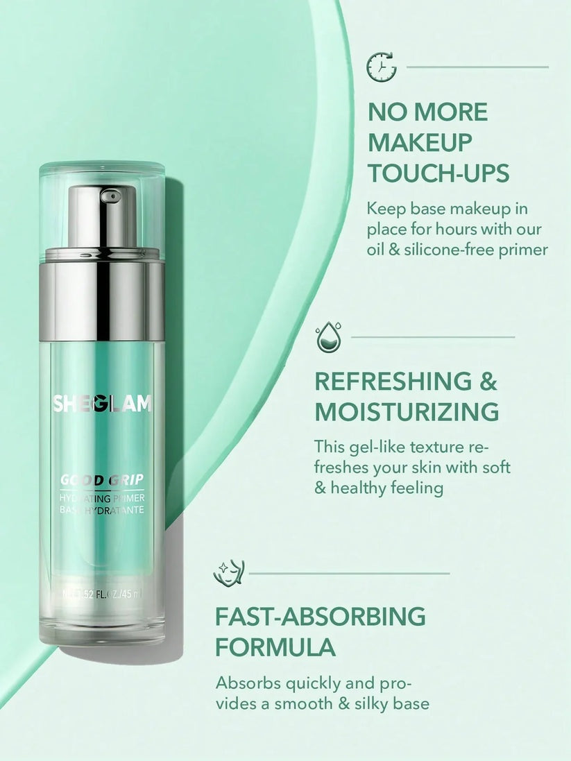 SHEGLAM Good Grip Hydrating Primer – Long-Lasting Gel Makeup Base Oil-Free Face Grip Primer 45mL