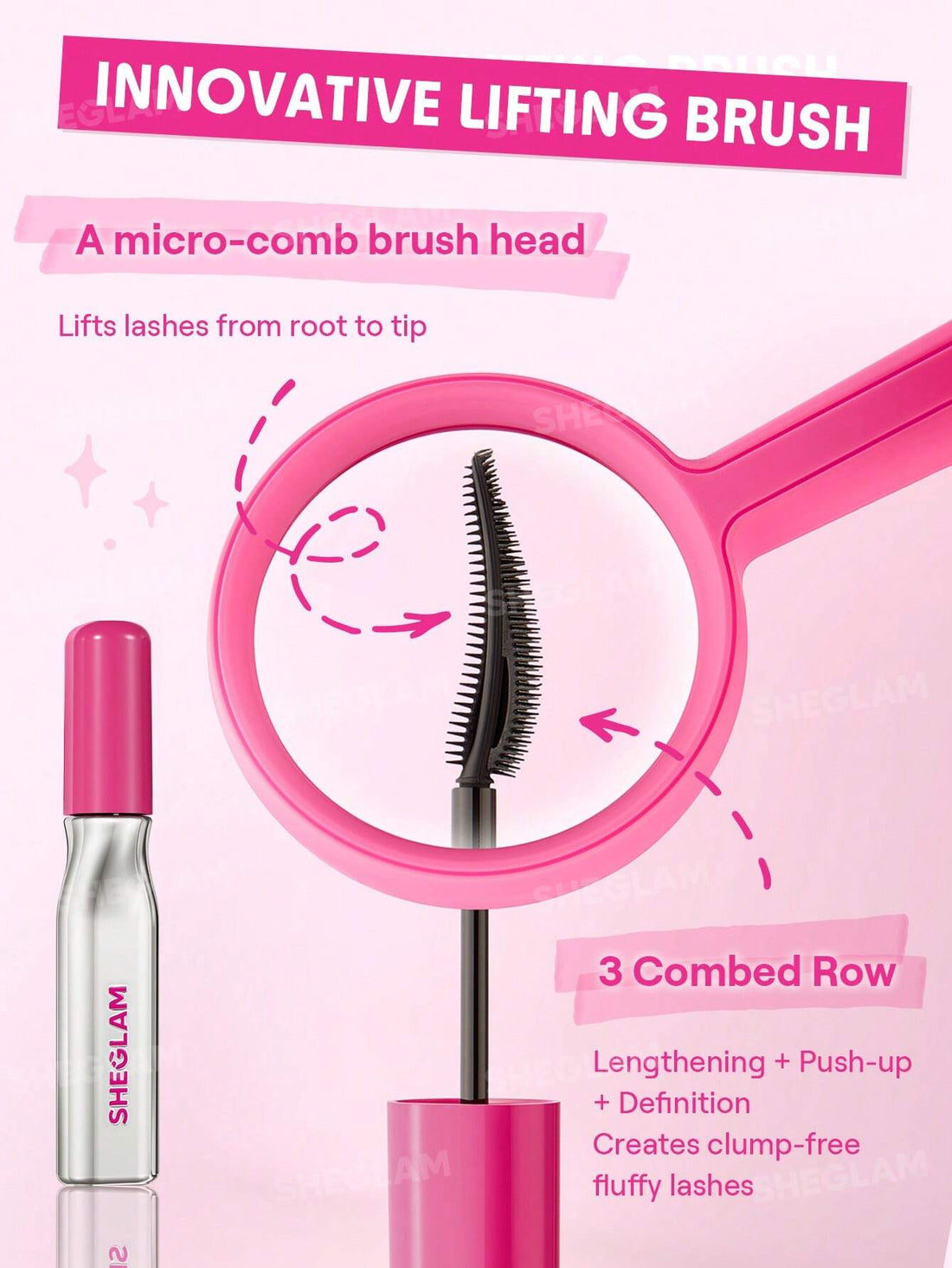 SHEGLAM Lashlighter Up & Out Mascara - Lengthening Volumizing Curling Wand