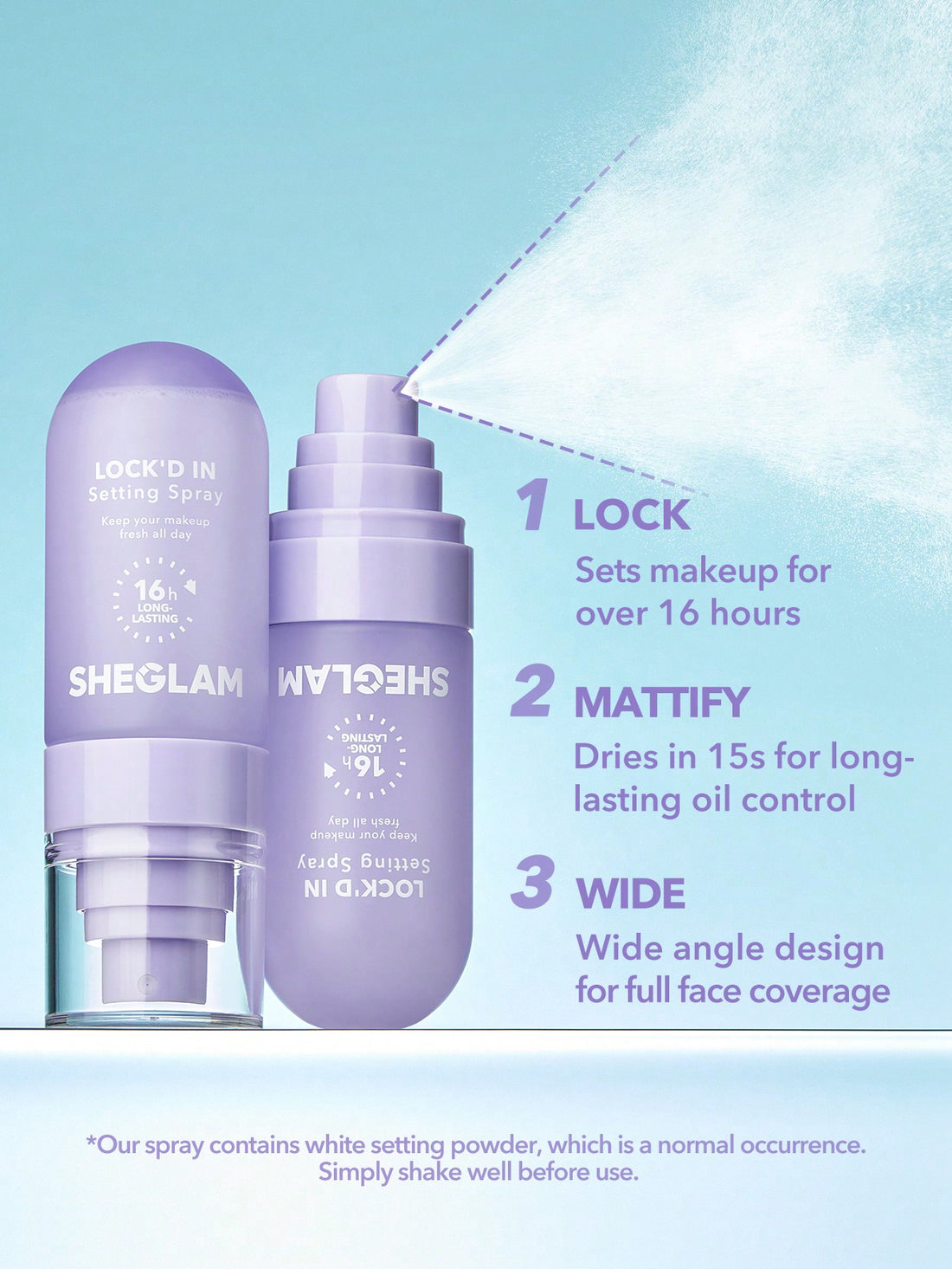 SHEGLAM Lock'd In Setting Spray - 16 Hour Longwear Makeup Finishing Mist