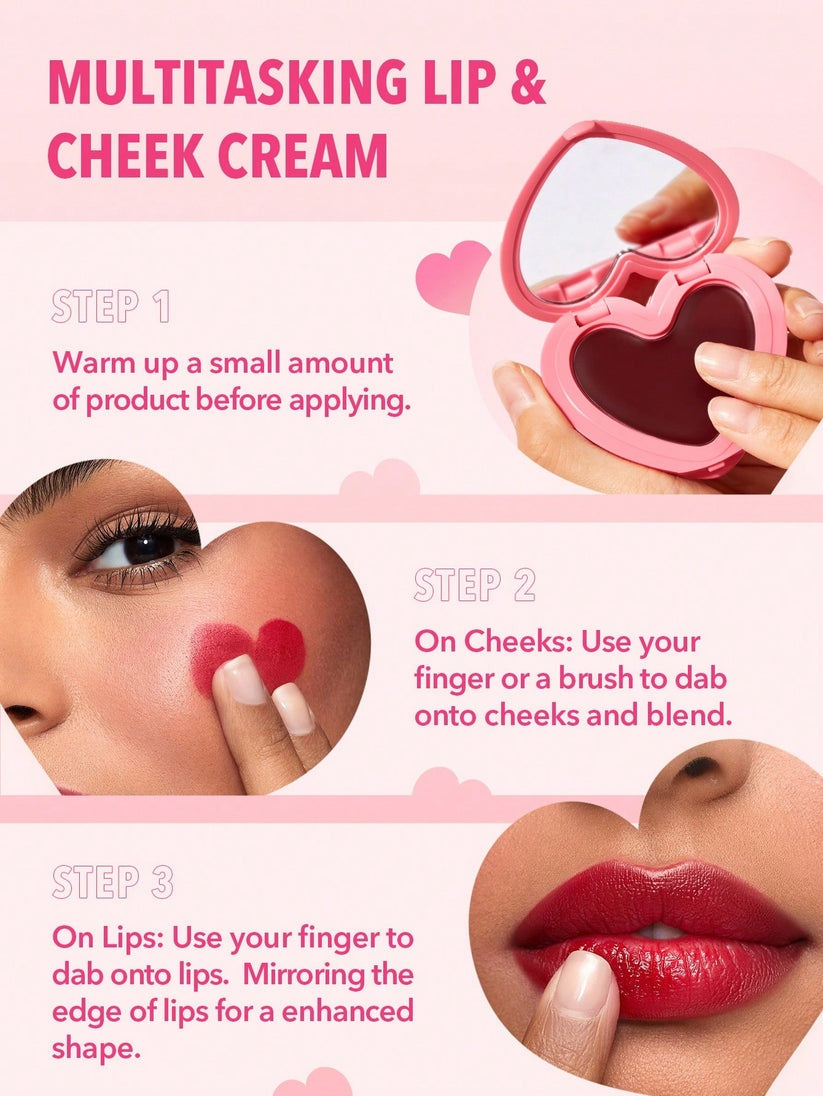 SHEGLAM Playing Cupid Cream Blush – Heart-Shaped Multi-Use Satin Finish Lip & Cheek Tint 3.6g