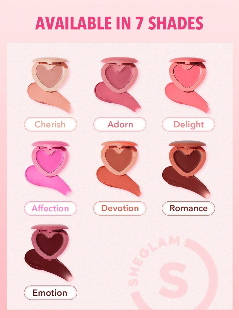 SHEGLAM Playing Cupid Cream Blush – Heart-Shaped Multi-Use Satin Finish Lip & Cheek Tint 3.6g
