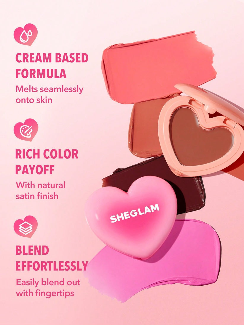 SHEGLAM Playing Cupid Cream Blush – Heart-Shaped Multi-Use Satin Finish Lip & Cheek Tint 3.6g