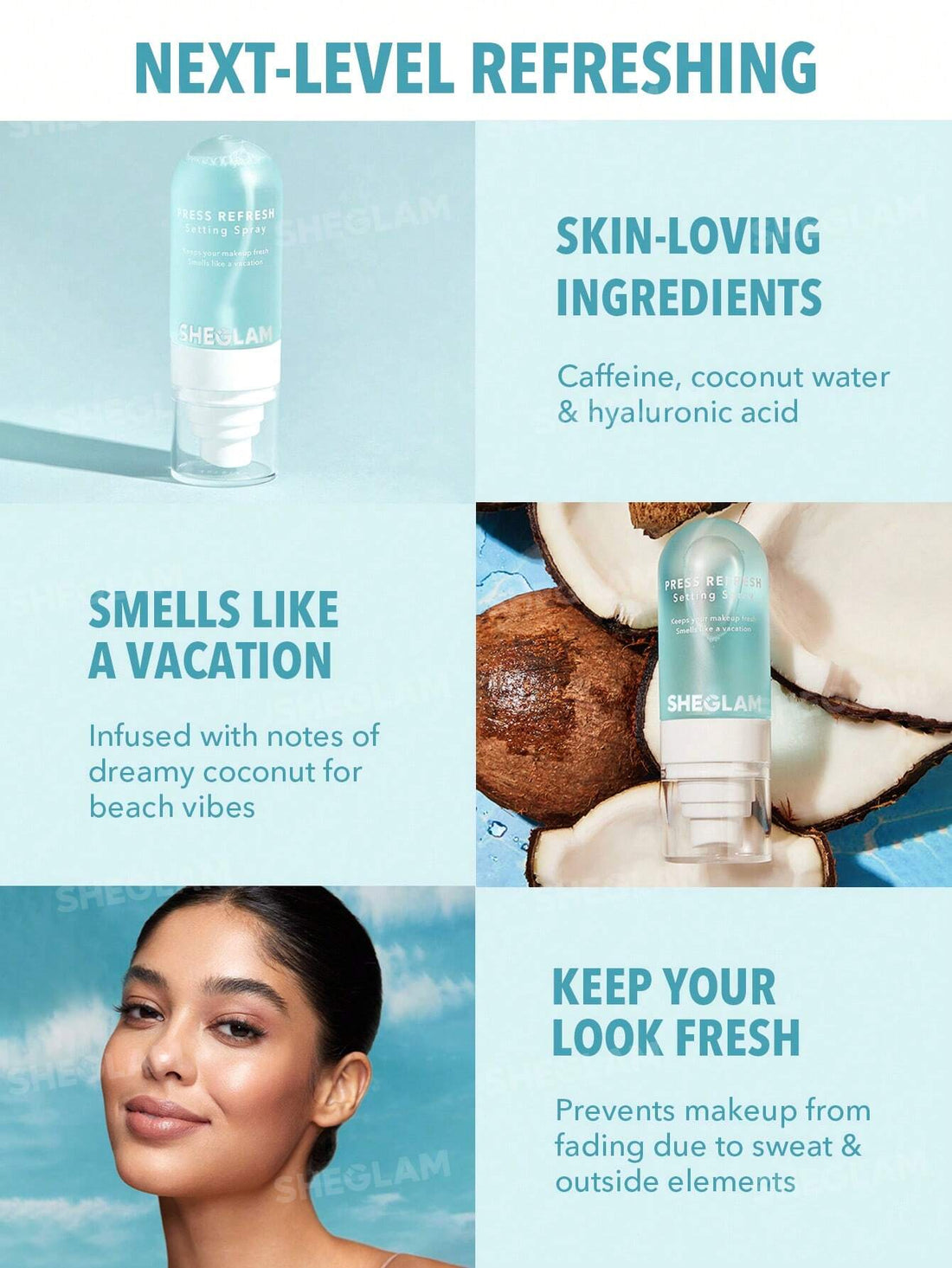 SHEGLAM Press Refresh Setting Spray - Hydrating Dewy Makeup Finishing Mist