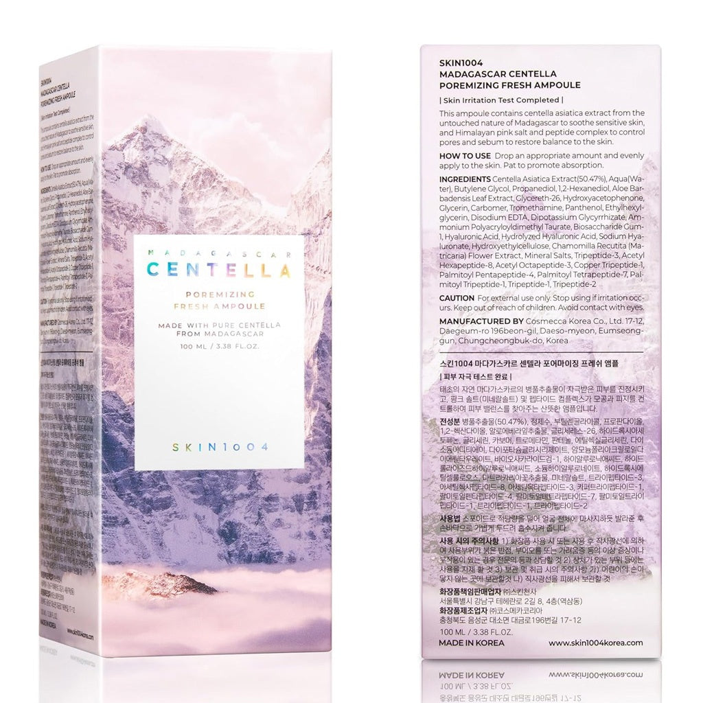 SKIN1004 Madagascar Centella Poremizing Fresh Ampoule – Pore Tightening Sebum Control Facial Serum 100mL