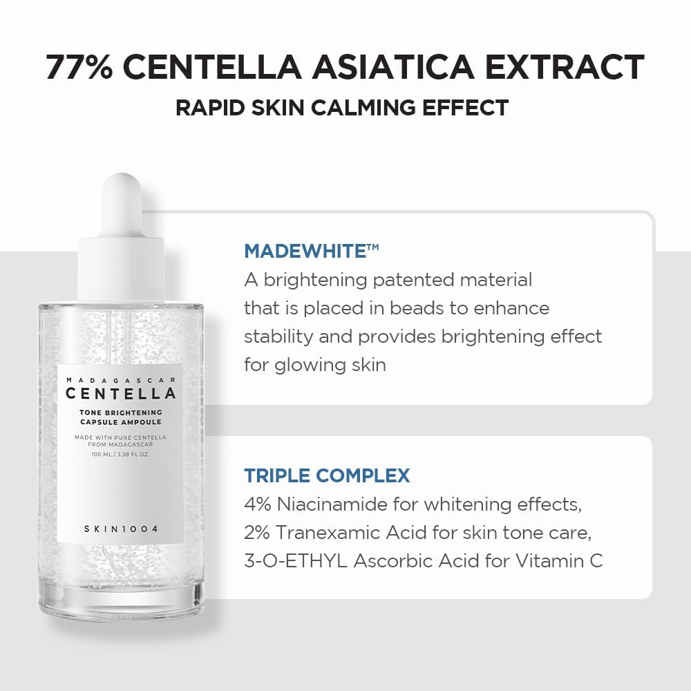 SKIN1004 Madagascar Centella Tone Brightening Capsule Ampoule – Dark Spot Fading Hydrating Facial Serum 100mL