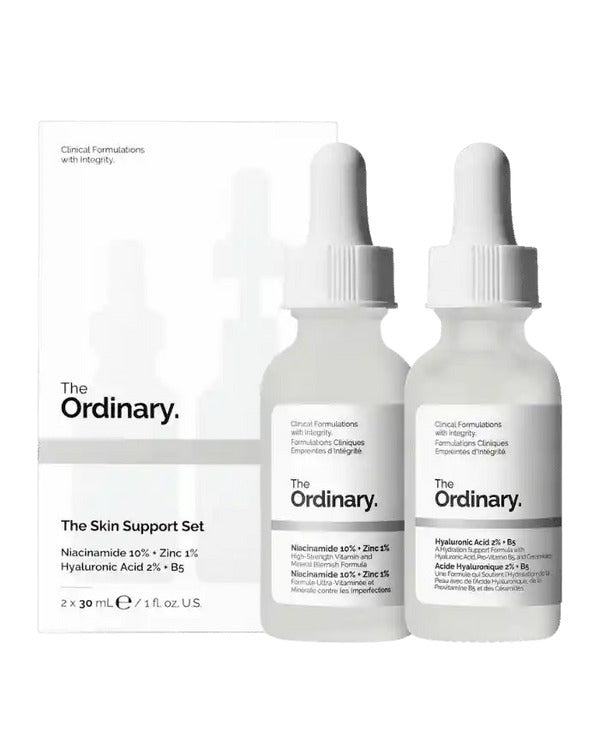 The Ordinary The Skin Support Set 2 Pieces – Blemish Care Deep Hydration Niacinamide Hyaluronic Acid Facial Skincare Kit 30mL Each