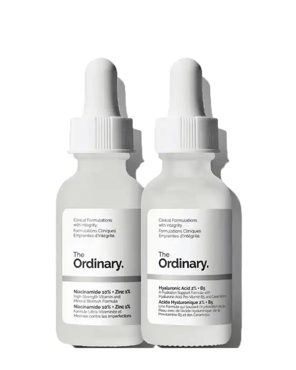 The Ordinary The Skin Support Set 2 Pieces – Blemish Care Deep Hydration Niacinamide Hyaluronic Acid Facial Skincare Kit 30mL Each